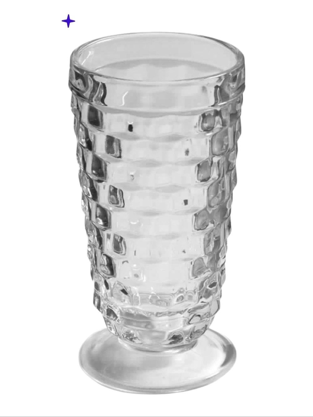 Vtg Indiana Whitehall Colony Cubist Clear Water Iced Tea Footed Glasses 6" Qty 1
